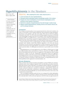Hyperbilirubinemia in the Newborn Bryon J