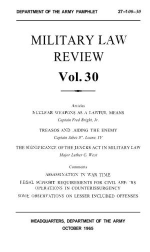 Military Law Review-Vol. 30