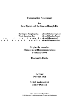 Conservation Assessment