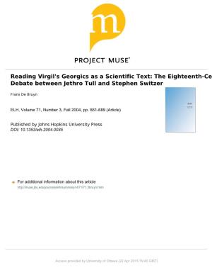 Reading Virgil's Georgics As a Scientific Text: the Eighteenth