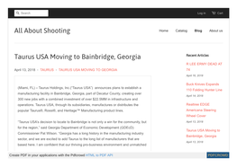 Taurus USA Moving to Bainbridge, Georgia – All About Shooting