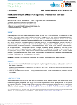 Institutional Analysis of Top-Down Regulatory: Evidence from Iran Local Governance