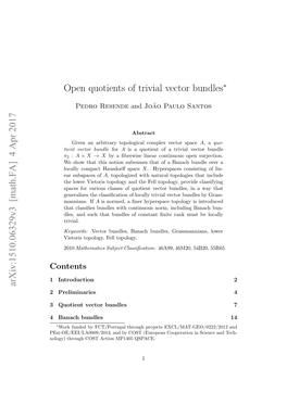 [Math.FA] 4 Apr 2017 Open Quotients of Trivial Vector Bundles