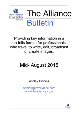 Alliance Bulletin Mid August 2015