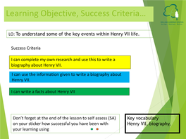Learning Objective, Success Criteria…
