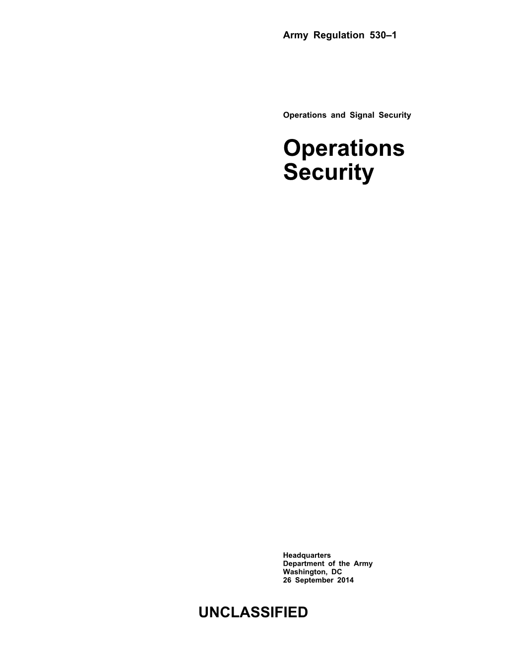 Operations Security (OPSEC) Army Regulation 530-1 (Pdf)