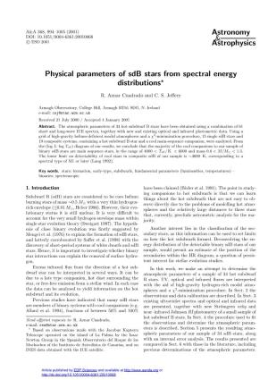 Physical Parameters of Sdb Stars from Spectral Energy Distributions?