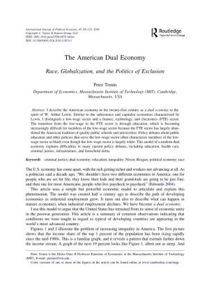 The American Dual Economy. Race, Globalization, and the Politics Of