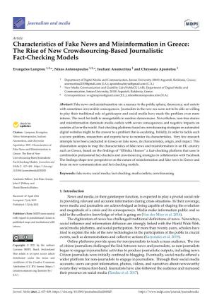 Characteristics of Fake News and Misinformation in Greece: the Rise of New Crowdsourcing-Based Journalistic Fact-Checking Models