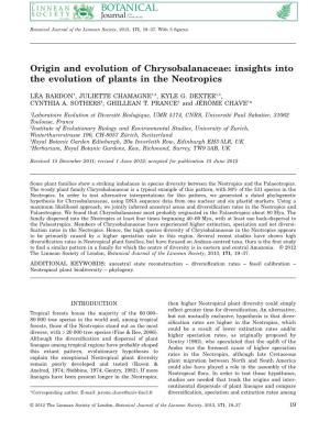 Origin and Evolution of Chrysobalanaceae: Insights Into the Evolution of Plants in the Neotropics