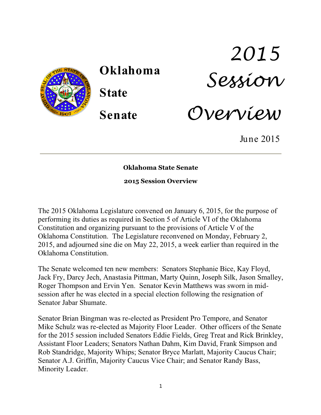 2015 Session Overview