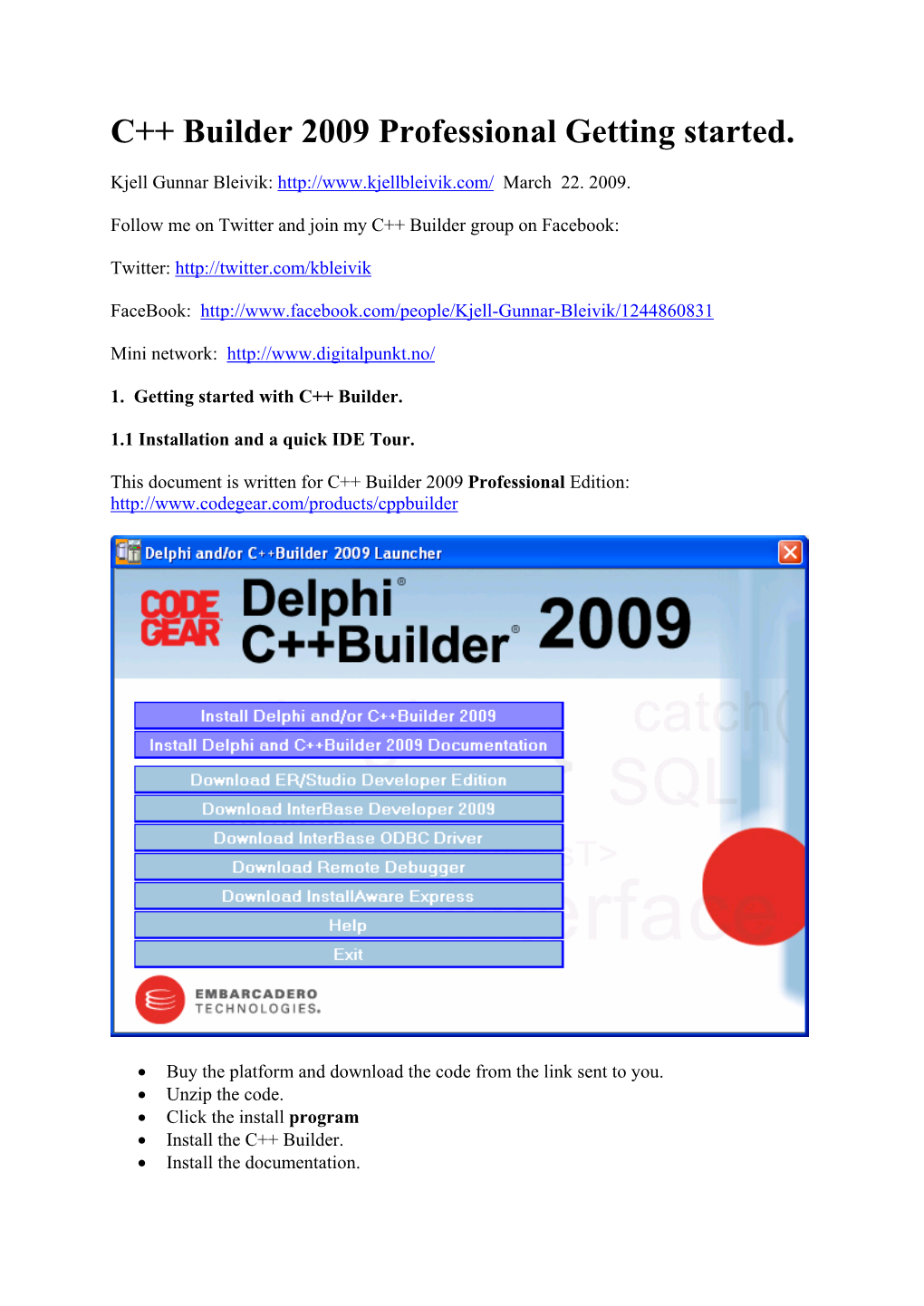 C++ Builder 2009 Professional Getting Started