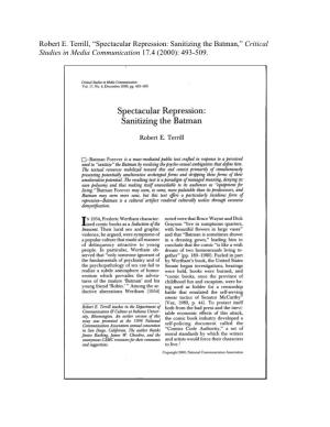 Spectacular Repression: Sanitizing the Batman,” Critical Studies in Media Communication 17.4 (2000): 493-509