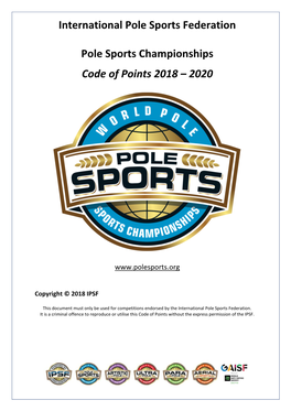 Code of Points for Pole Sport 2018/21