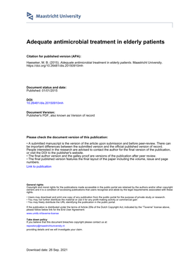 Adequate Antimicrobial Treatment in Elderly Patients