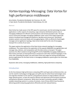 Vortex-Topology Messaging: Data Vortex for High Performance Middleware