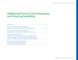 Additional Forms of Homelessness and Housing Instability