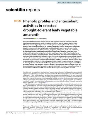 Phenolic Profiles and Antioxidant Activities in Selected Drought