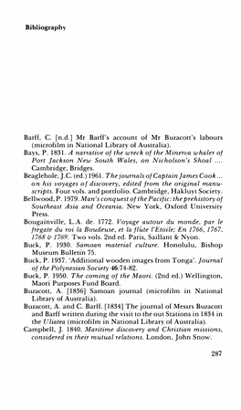 Mr Barff's Account of Mr Buzacott's Labours (Microfilm in National Library of Australia)