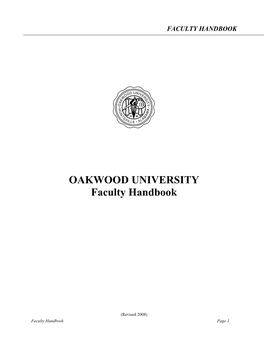 OAKWOOD UNIVERSITY Faculty Handbook