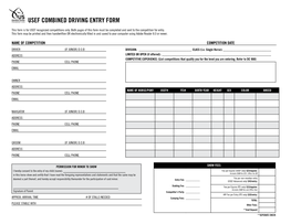 Usef Combined Driving Entry Form