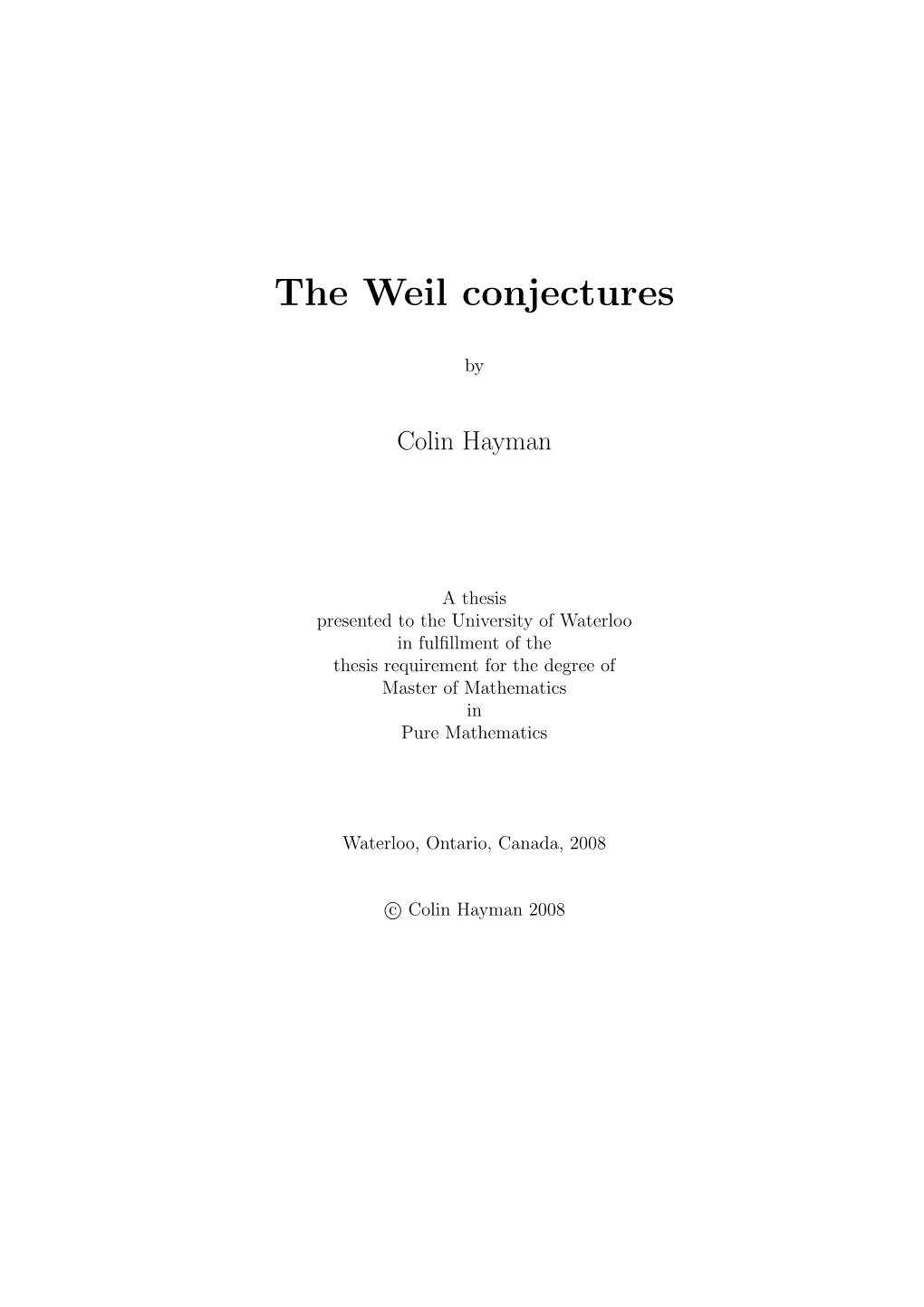 The Weil Conjectures