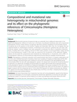 Compositional and Mutational Rate Heterogeneity in Mitochondrial Genomes and Its Effect on the Phylogenetic Inferences of Cimico