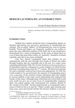 Hersch Lauterpacht: an Introduction1