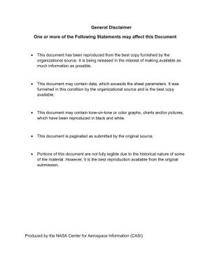 General Disclaimer One Or More of the Following Statements May Affect This Document