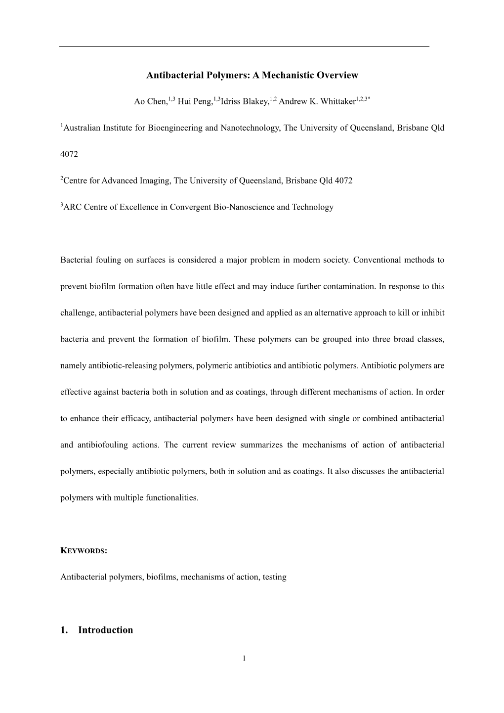 Antibacterial Polymers: a Mechanistic Overview