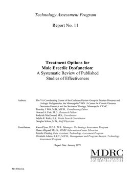 Treatment Options for Male Erectile Dysfunction: a Systematic Review of Published Studies of Effectiveness