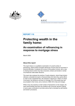 Protecting Wealth in the Family Home: an Examination of Refinancing in Response to Mortgage Stress