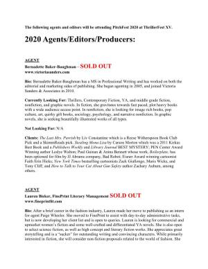 2020 Agents/Editors/Producers