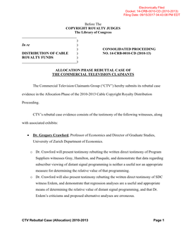 Allocation Phase Rebuttal Case of the Commercial Television Claimants