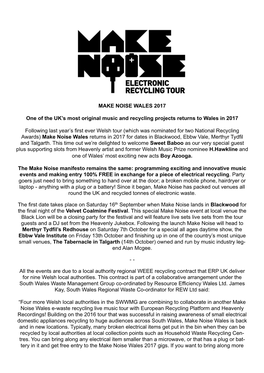 Make Noise Wales 2017 Pr