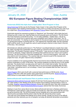 ISU European Figure Skating Championships 2020 Day Three
