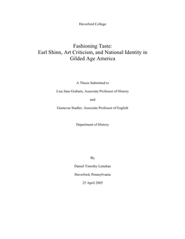 Earl Shinn, Art Criticism, and National Identity in Gilded Age America