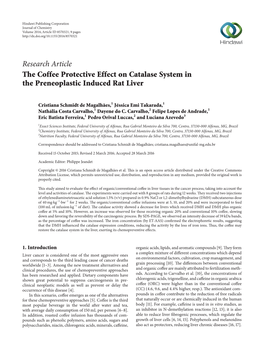 The Coffee Protective Effect on Catalase System in the Preneoplastic Induced Rat Liver