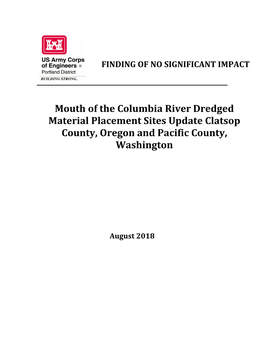 Mouth of the Columbia River Dredged Material Placement Sites Update Clatsop County, Oregon and Pacific County, Washington