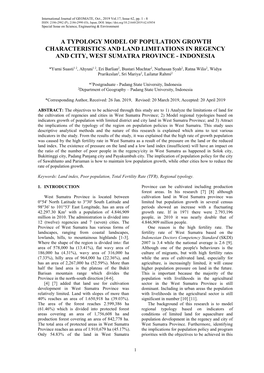 A Typology Model of Population Growth Characteristics and Land Limitations in Regency and City, West Sumatra Province - Indonesia