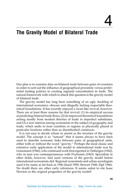 The Gravity Model of Bilateral Trade
