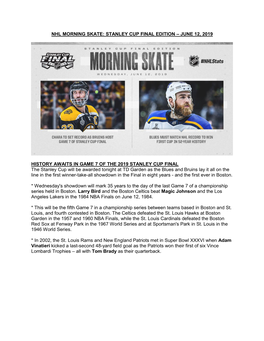 Stanley Cup Final Edition – June 12, 2019