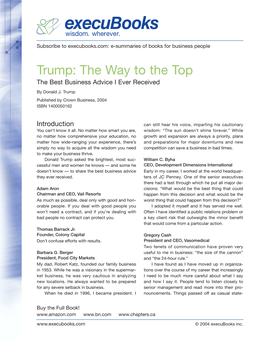 Trump: the Way to the Top the Best Business Advice I Ever Received