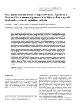 Axial Penile Buckling Forces Vs Rigiscan TM Radial Rigidity