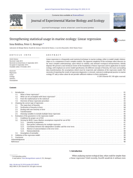 Strengthening Statistical Usage in Marine Ecology: Linear Regression