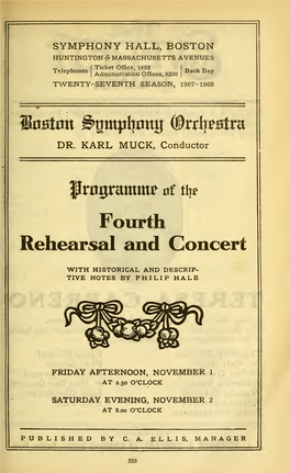 Fourth Rehearsal and Concert
