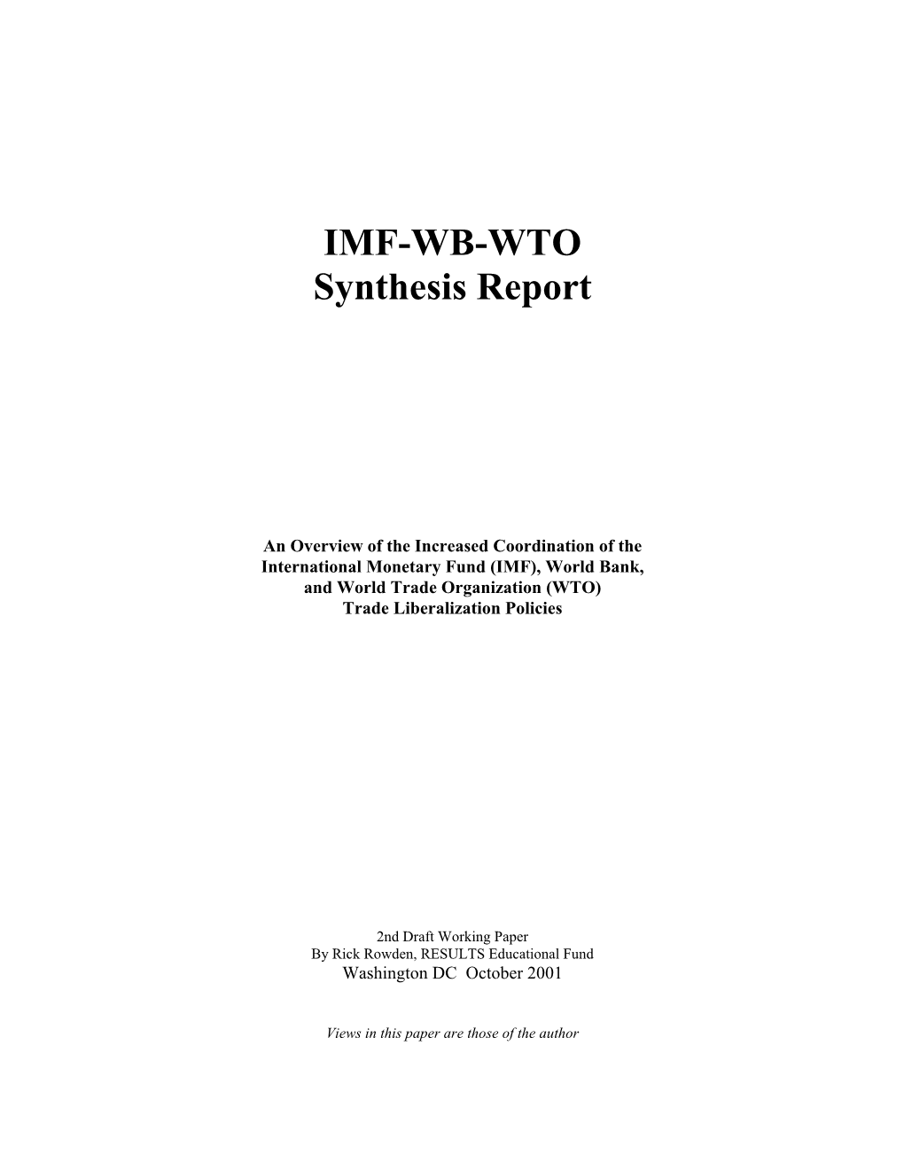 IMF-WB-WTO Synthesis Report