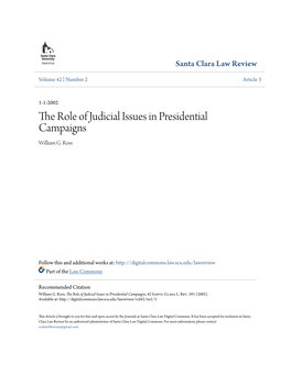 The Role of Judicial Issues in Presidential Campaigns William G