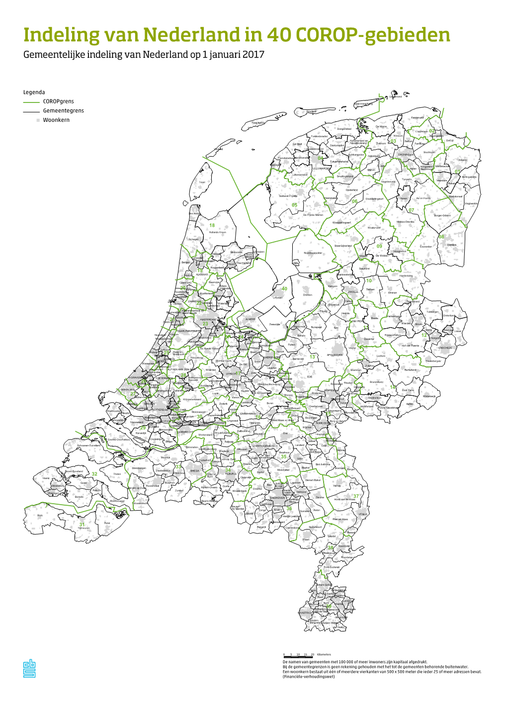 COROP-Gebieden Gemeentelijke Indeling Van Nederland Op 1 Januari 2017