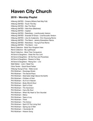 HCC 2019 Worship Playlist